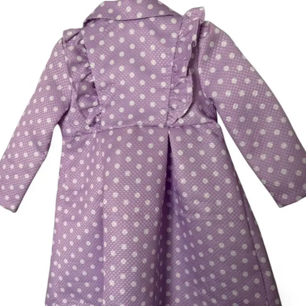 Bonnie Jean Lavender Polka Dot Ruffle Trench Coat Jacket 2T
